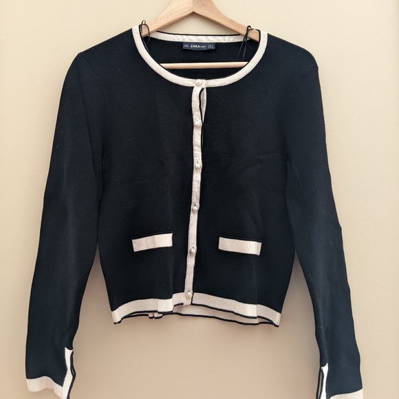 ZARA KNIT Cropped Cardigan (Black) Size M - Picture 1 of 2